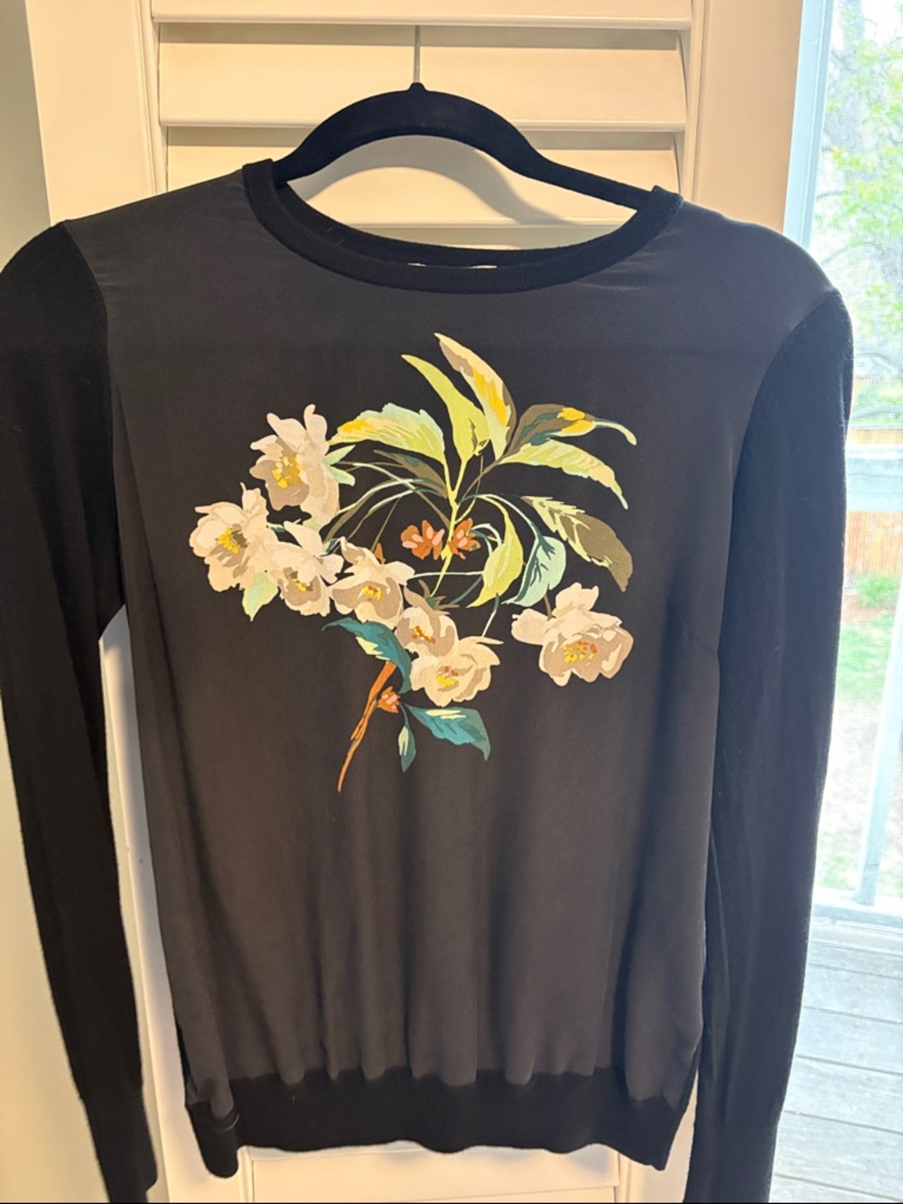 Equipment Black Knit Top with Logo Tag